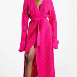 Hanifa MIYA KNIT CARDIGAN DRESS size XXS/XS Magenta Pink